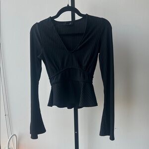 New Look Black Ribbed Long Sleeve Top